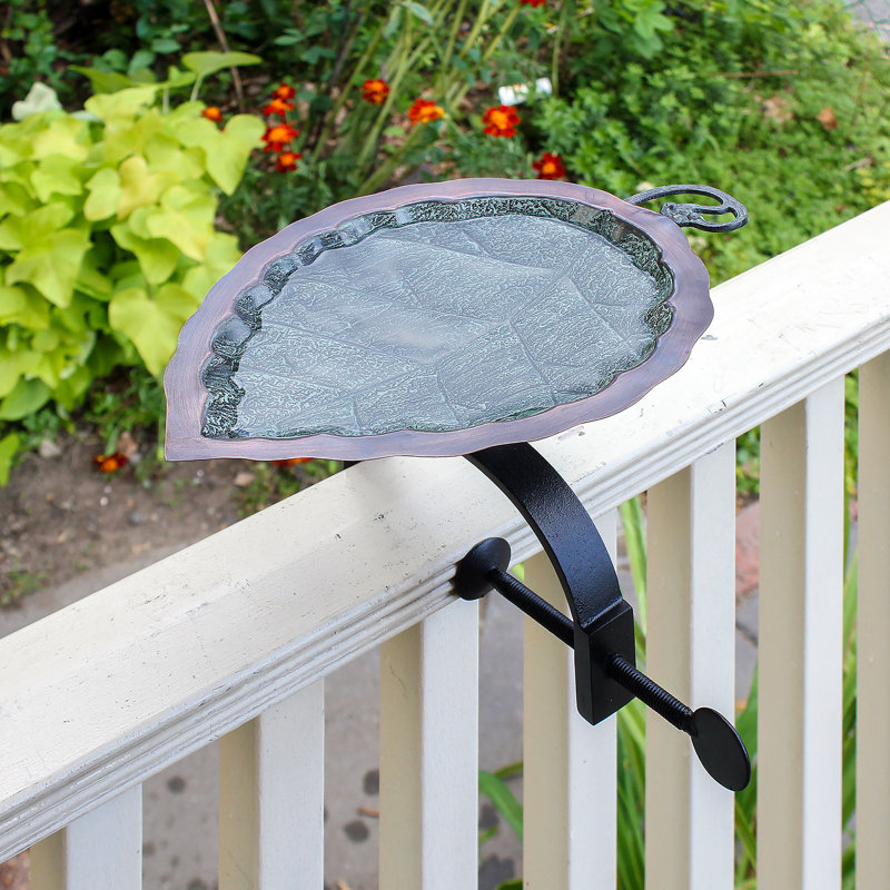 Bain d'oiseaux avec support sur rail Aspen Leaf