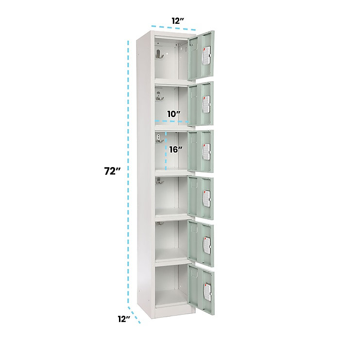 Misty Green 72" Steel 6-Tier Office Storage Locker with Digital Lock
