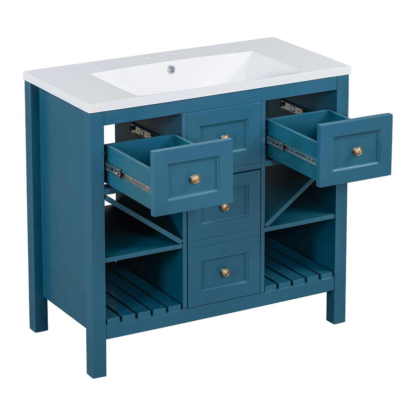 Meuble-lavabo autoportant 36 po avec lavabo en résine 36 po, Bleu