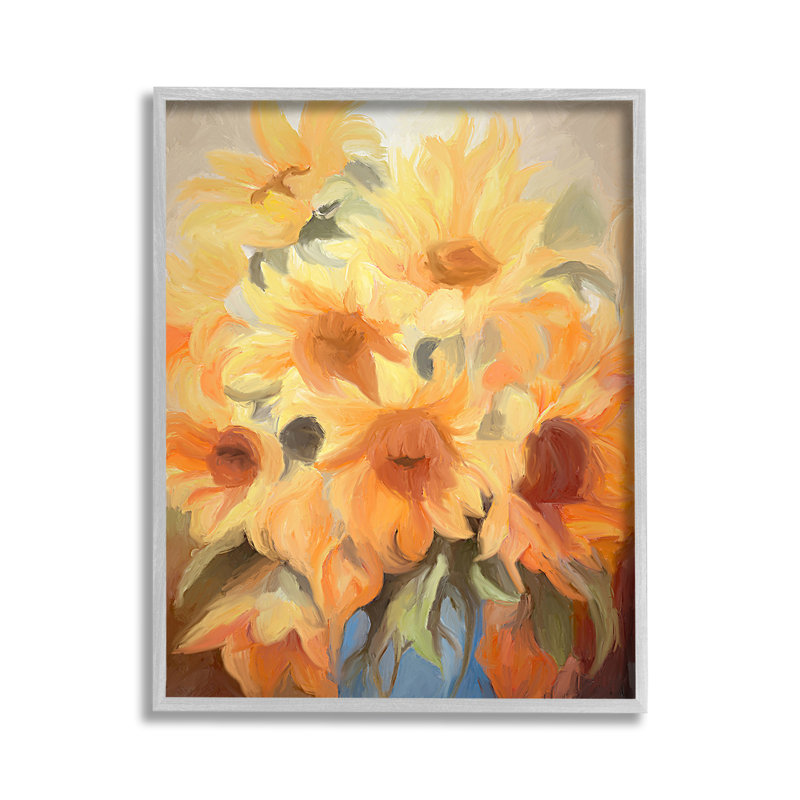 Fleurs jaunes traditionnelles encadrées par Ramona Murdock, H 14 po x l 11 po, Estampe numérique Farmhouse