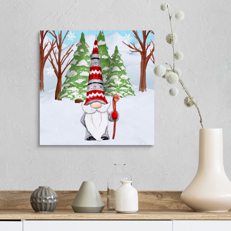 «Fun Hat Gnoming Around I», peinture sur toile tendue, H 16 po x l 16 po, Toile tendue