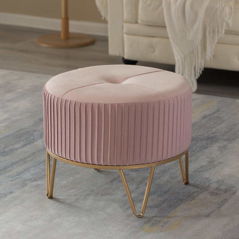Olando Velvet Ottoman, Pink Revolution Performance Fabrics