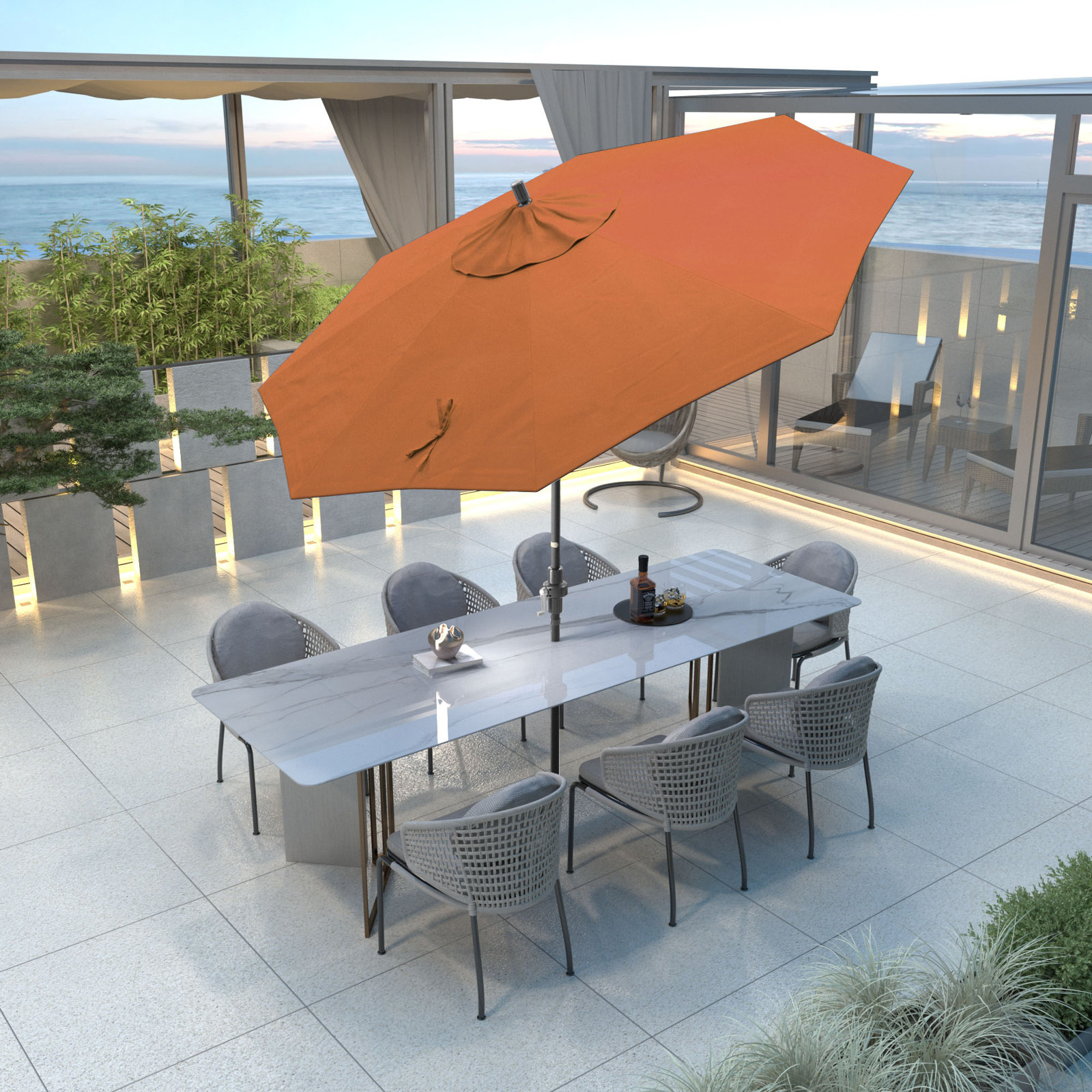 Lowri 108'' Sunbrella® Outdoor Umbrella, Canvas Tangerine Sunbrella® Canvas