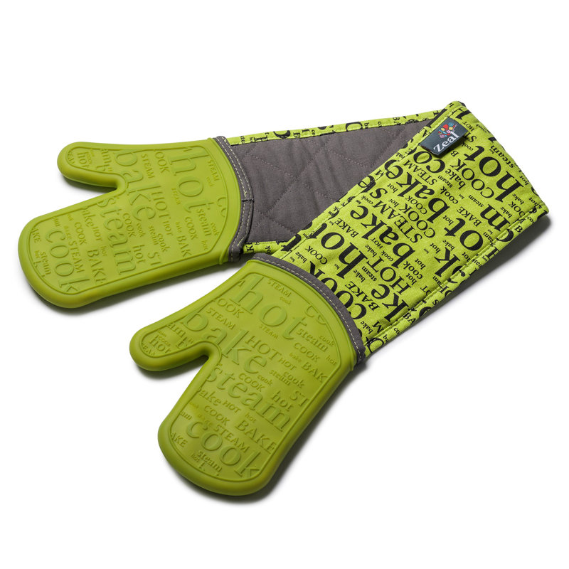 Silicone Double Oven Gloves, Lime Green
