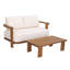 Ensemble de conversation d'extérieur moderne en bois d'acacia à 2 personnes Halenza avec causeuse de patio et table basse Halenza
