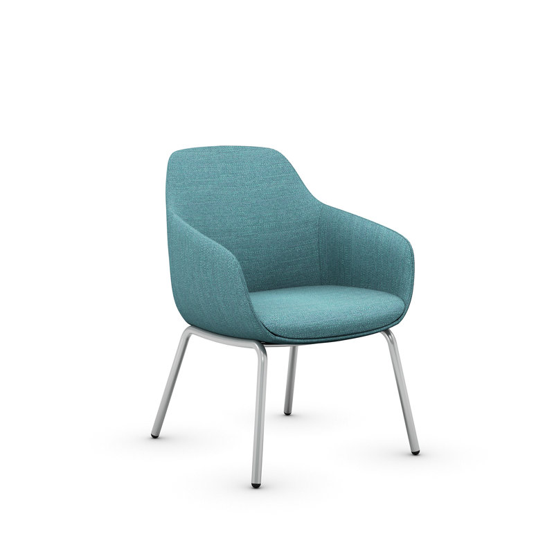 Lilly Upholstered Armchair with Metal Legs from 9to5 Seating, Silver, Blue Polyester Blend 