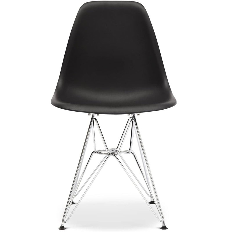 16.5'' H Dining Chair, Black, Chrome, 1