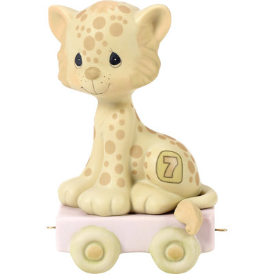 Figurine Precious Moments Birthday Train Leopard, souriant, 7 ans, 3,94 pouces