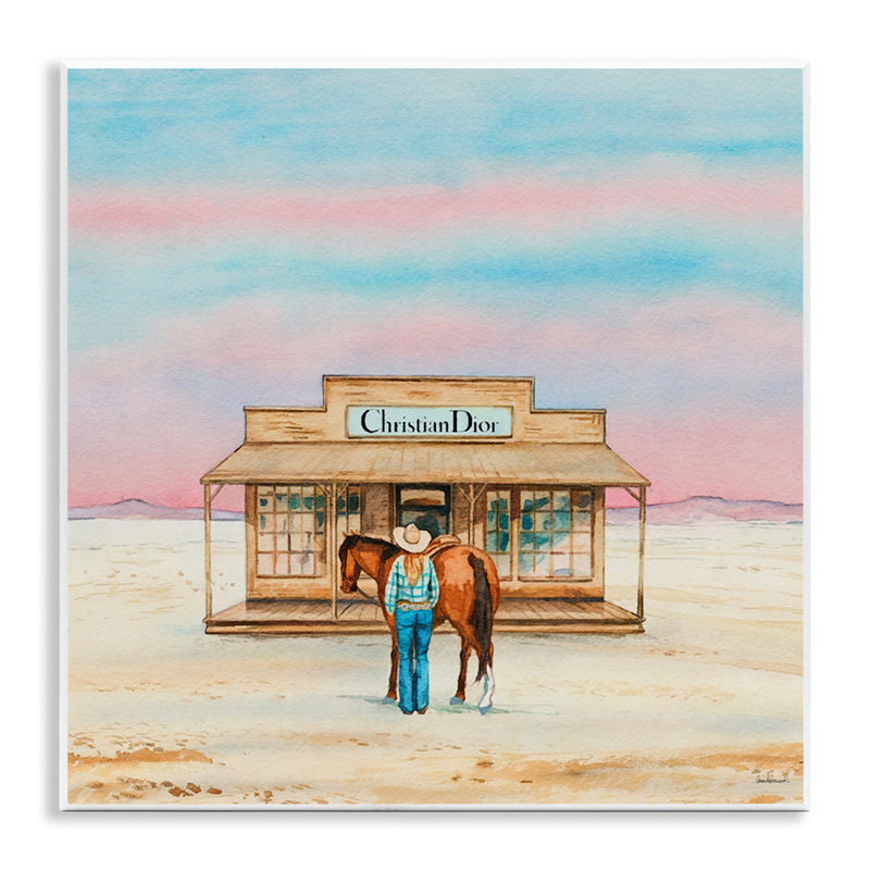 Cowgirl & Horse Shopping Wall Plaque Art by Amanda Greenwood