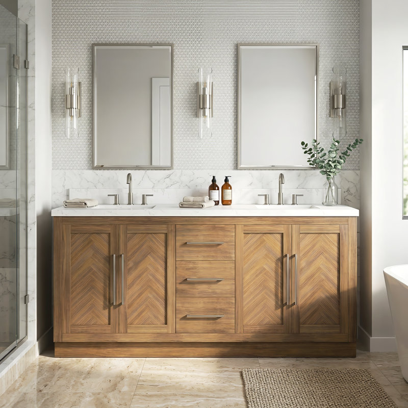 Meuble-lavabo 72 po avec comptoir Statuario Zena, Noyer