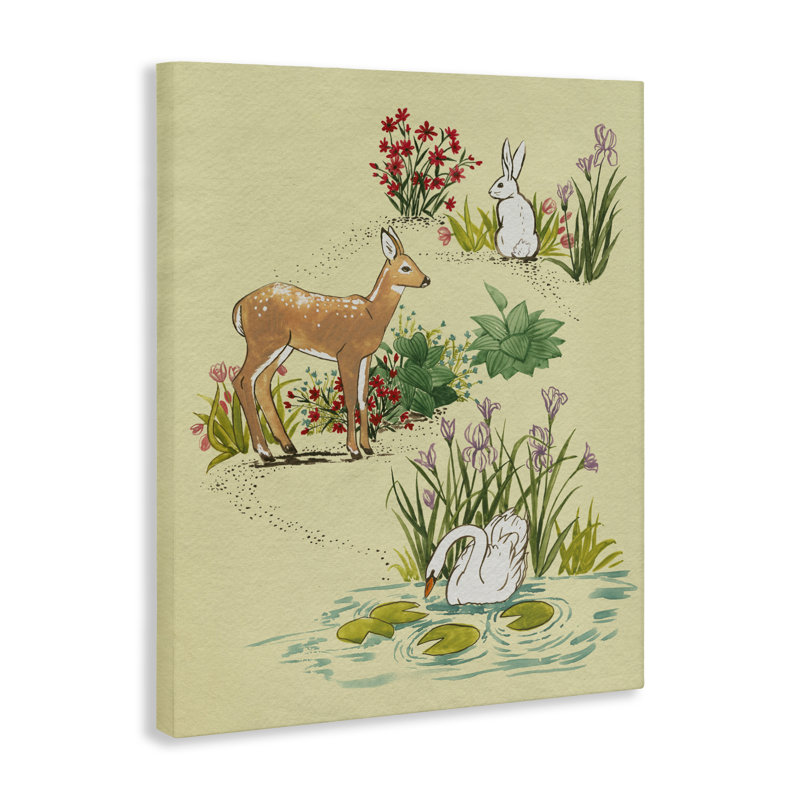 «Peaceful Spring Animals», toile par Grace Popp, H 48 po x l 36 po