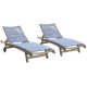 2 Pc. Antique Wash Chaise Lounge Chairs