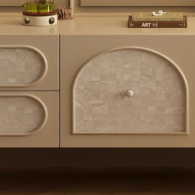 Meuble télé avec rangement Shell, 70.9'', Crème, crème