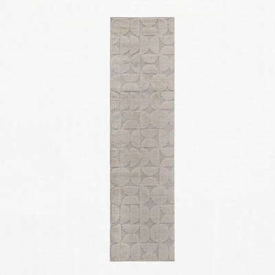 Tapis de couloir rayé haut et bas en polypropylène résistant aux taches et à la décoloration beige 2 pi 2 po x 8 pi