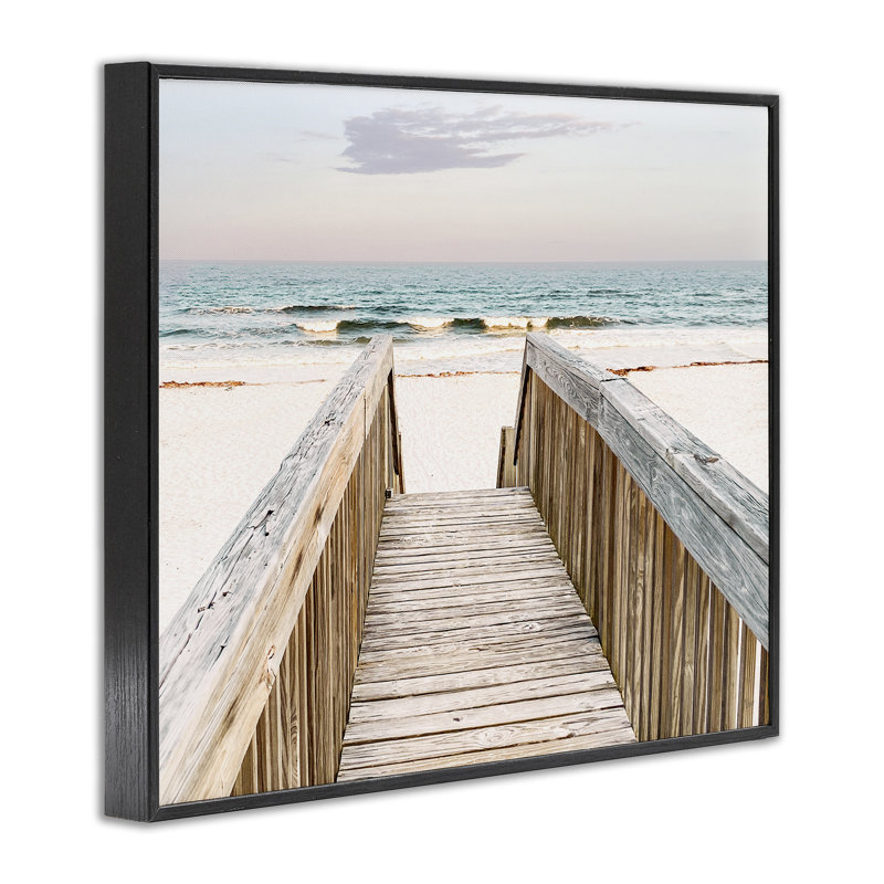 «Steps to Beach Shore», estampe numérique par Nan, H 11 po x l 14 po, Giclée encadrée noir minuit