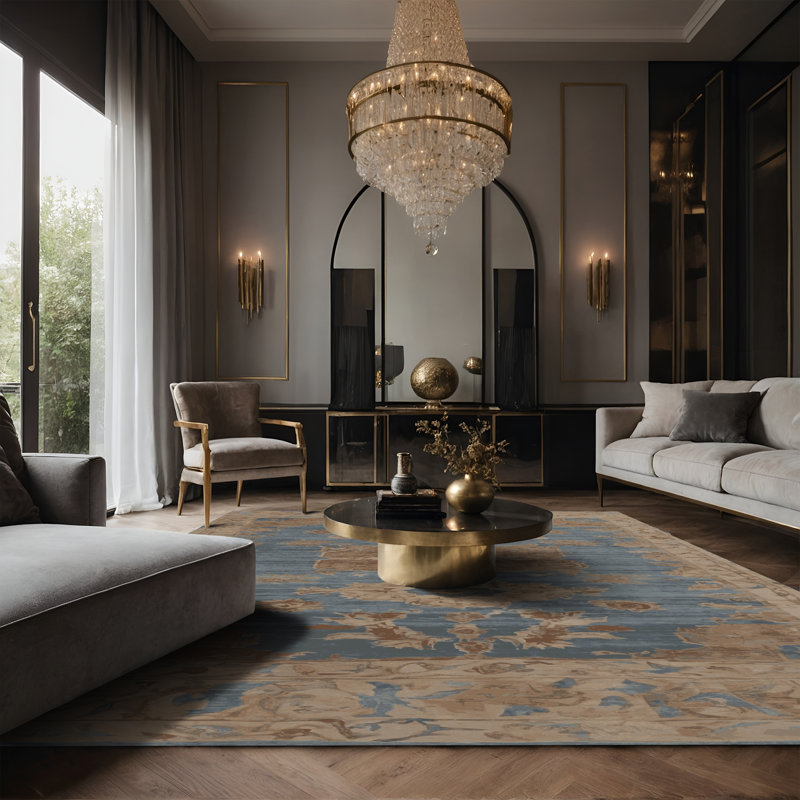 Tapis gris soyeux et moelleux, Rectangle 7 pi x 10 pi
