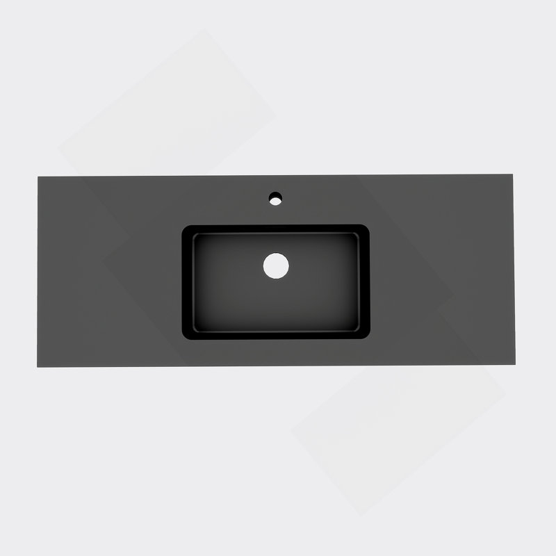 Bassin en quartz intégré intégré SANS drain et robinet, couleur noir mat