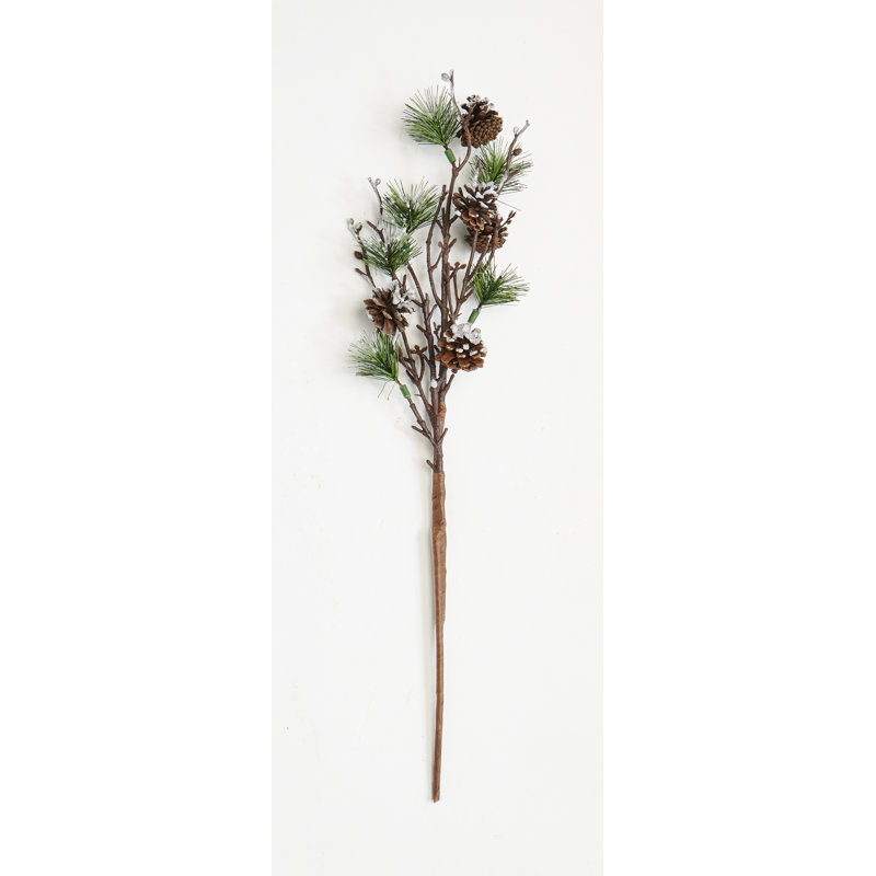 21" Artificial Snowy Pine & Pine Cone Holiday Spray
