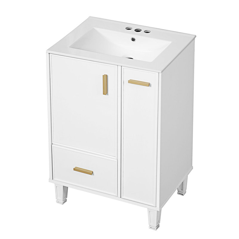 Meuble-lavabo de salle de bain avec lavabo, Blanc