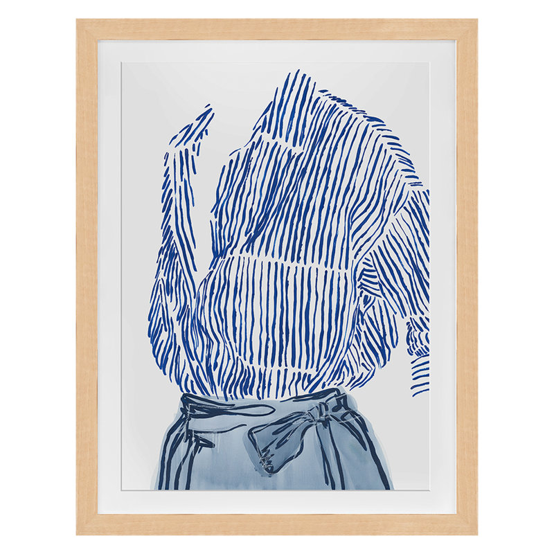 Fashionably Blue Print by Jones, Emma, Maple Framed, 24" H x 19" W