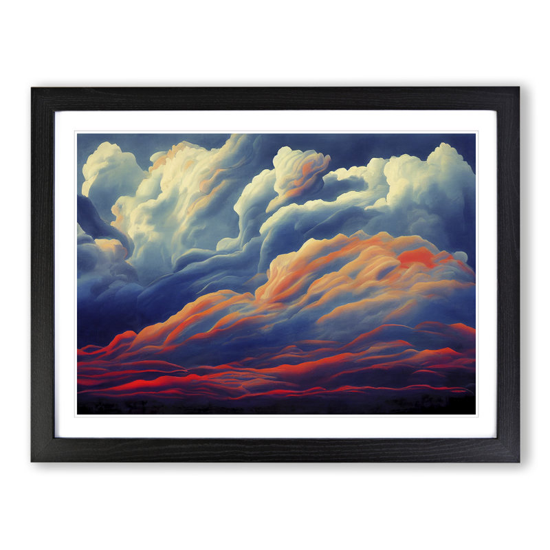 Exquisite Clouds - Single Picture Frame Print, Black, 46cm H x 64cm W x 2cm D