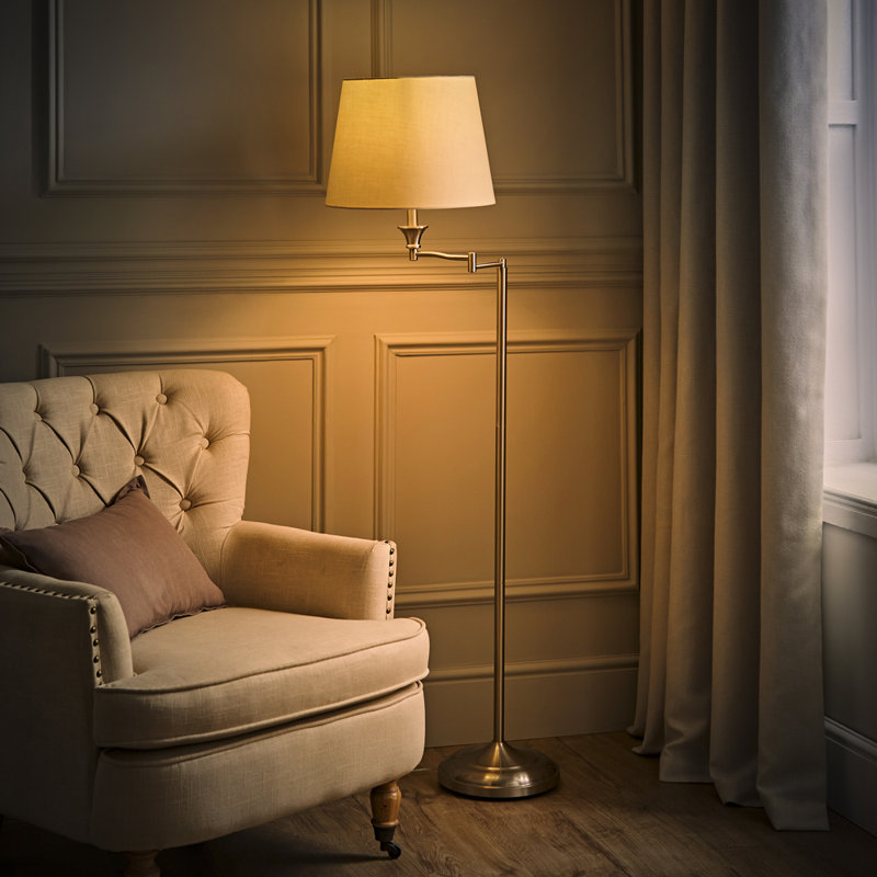 Letitia 148cm Swing Arm Floor Lamp, No, Beige