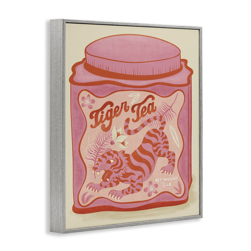 «Tiger Tea», art de giclée encadré de style traditionnel par Carrie Cantwell, Estampe numérique Farmhouse, H 20 po x l 16 po