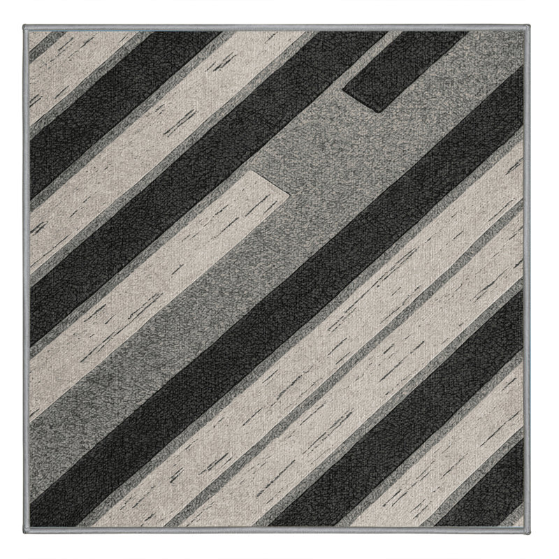  Tapis lavable rayé gris clair, Carré 5 pi