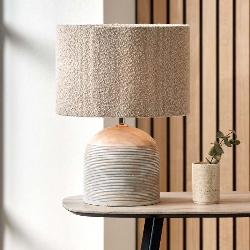 Drum Boucle Lamp Shade, Taupe, 20cm H x 30cm W x 30cm D