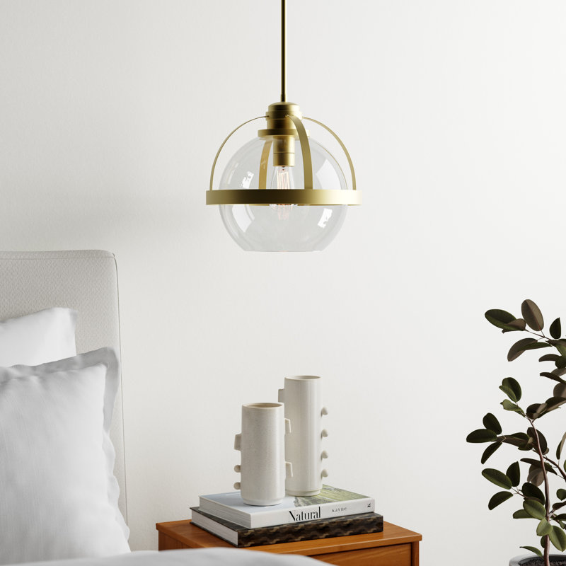 Luminaire suspendu simple en verre Margos, Laiton chaleureux