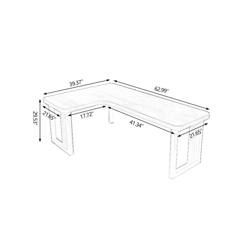 Tan Rectangular Solid Wood desks, Left Hand Return, 29.53"H x 62.99" W x 39.37" D