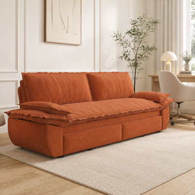 Norevayne 73.2" Queen Velvet Convertible Sleeper Sofa with Two-Stage Pull-Out Bed and Removable Cushions