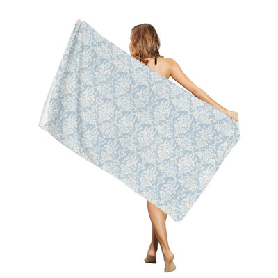 Serviette de plage extra-large à motifs floraux ethniques rétro, séchage rapide et absorbante, idéale pour la piscine et le bain (127 x 152 cm). Un sac en toile assorti vous sera offert.