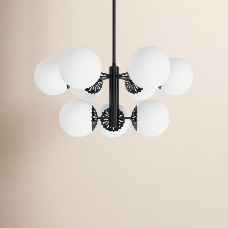 Deniaud 9 - Light Sputnik Sphere Chandelier, Old Bronze