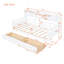 Lit de jour simple avec finition blanche, tablettes de chevet, support en lattes de bois et deux tiroirs sous le lit-254272628-254272627