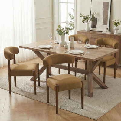 Allegro Upholstered Dining Chair Set of 4, Extra-Wide 20” Seat, Deep Cushioned Comfort, Durable Easy-Care Fabric, Solid Wood Legs