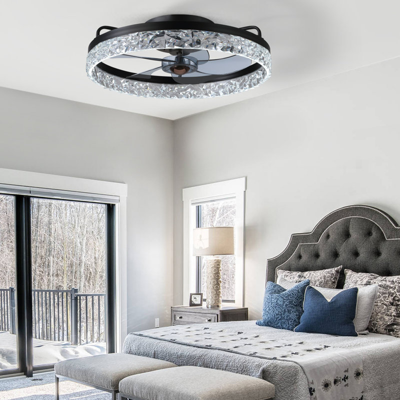 Ventilateur de plafond à intensité variable 20 "avec lumières DEL Peronne, Noir