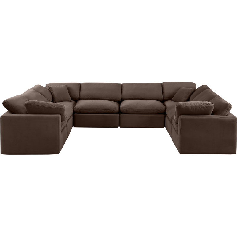 Itala Velvet U-Shaped Sectional Reversible, Brown Velvet