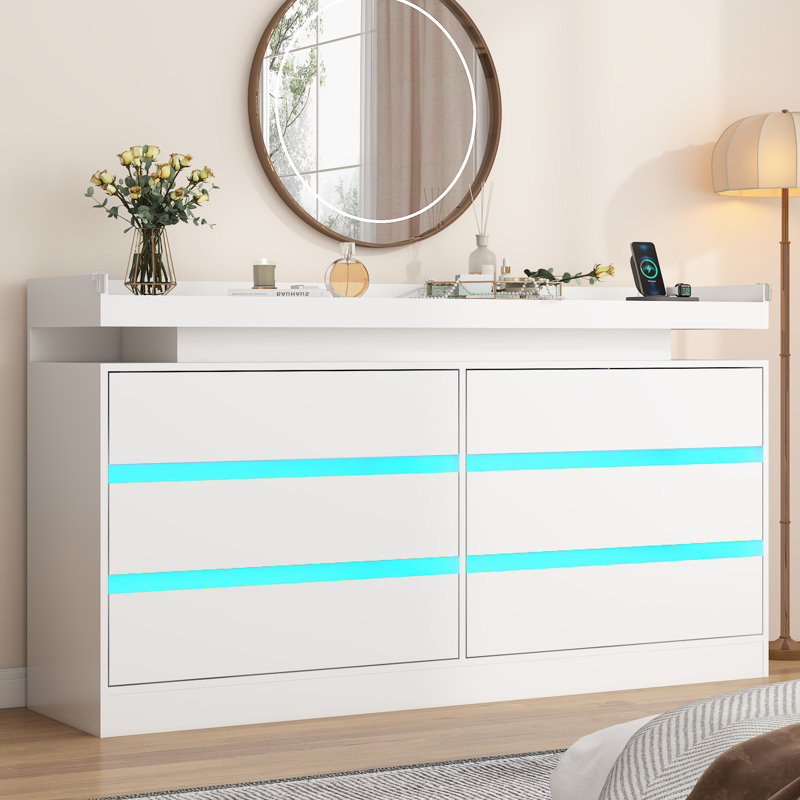 Commode 6 tiroirs Katyana, Blanc