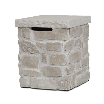 Scottsdale Stone Propane Tank Cover And Side Table In Beige By Real Flame