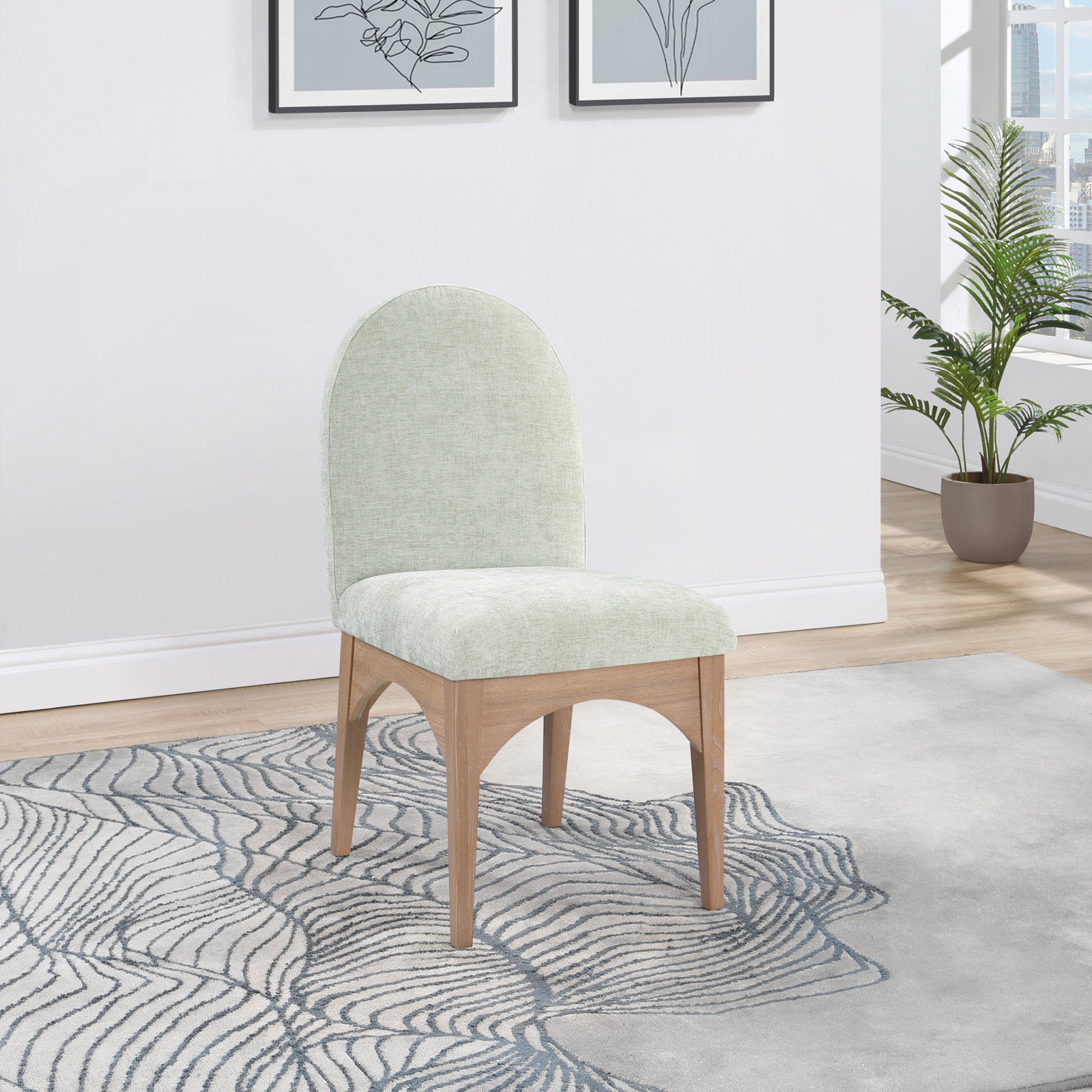 Waldorf Dining Chair, Natural, Mint Chenille