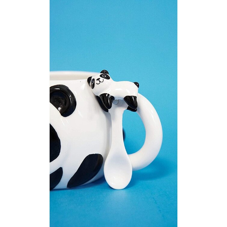 Whimsical China Giant Panda Ceramic Coffee Mug Cup With Spoon Set 16oz