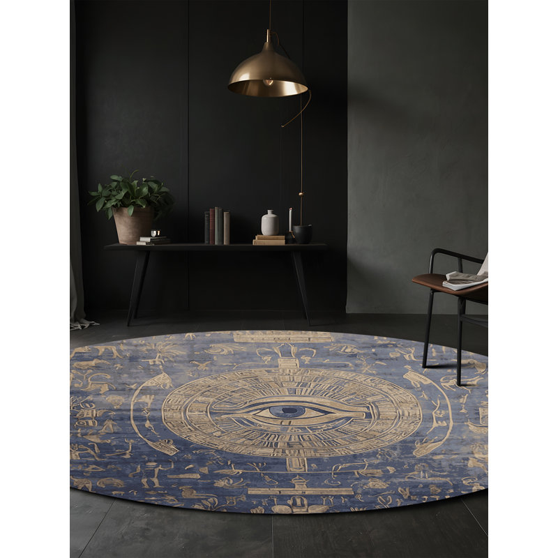 Tapis gris lavable à la machine, Rond 4 pi
