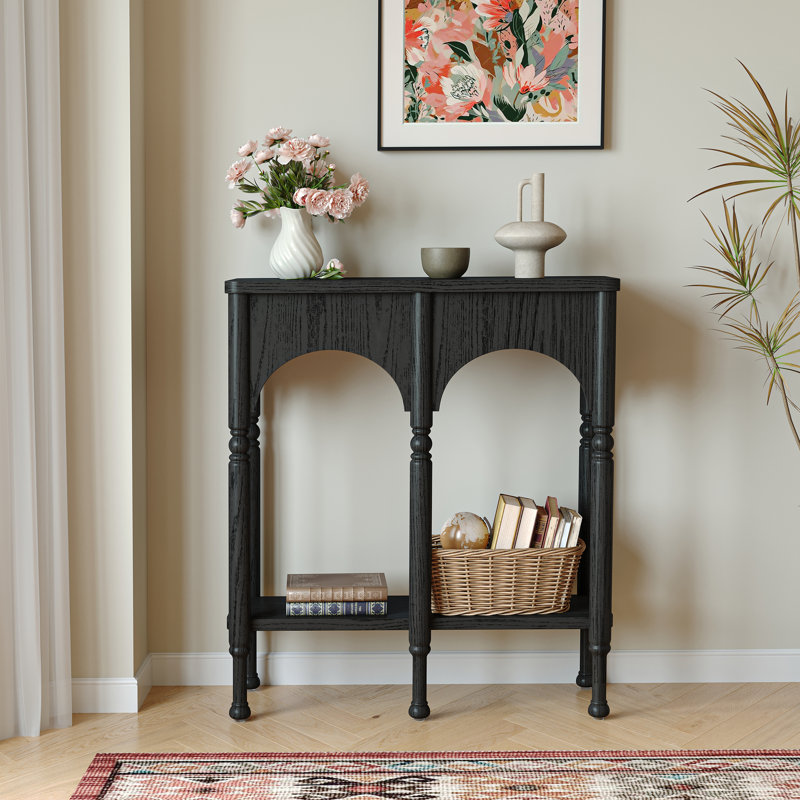 31" Solid Wood Entryway Console Table, Black