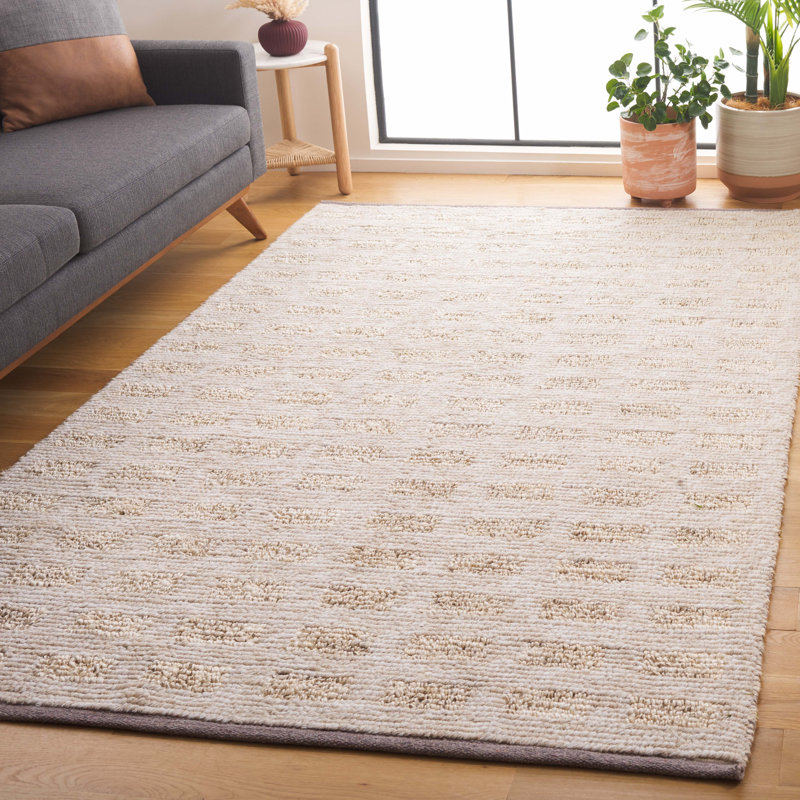 Kanessha Hand Woven Wool/Jute Rug in Beige, Rectangle 5' x 8'