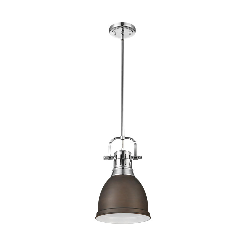 Petit luminaire suspendu avec tige Aljona, H 14,25 po x l 8,875 po x P 8,875 po, Bronze, Chrome