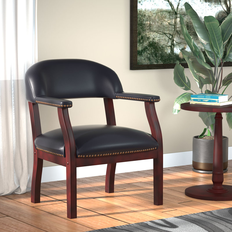 Veazey Reception Chair with Manufactured Wood Frame, No, Black