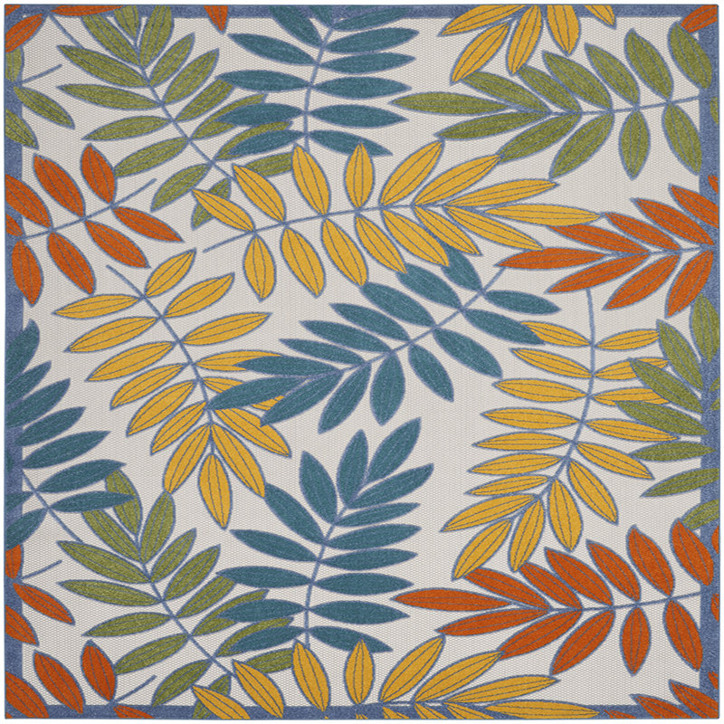 Leonhardt Floral Green/Blue/Yellow/Orange Indoor/Outdoor Area Rug, Runner 2'3" x 12'