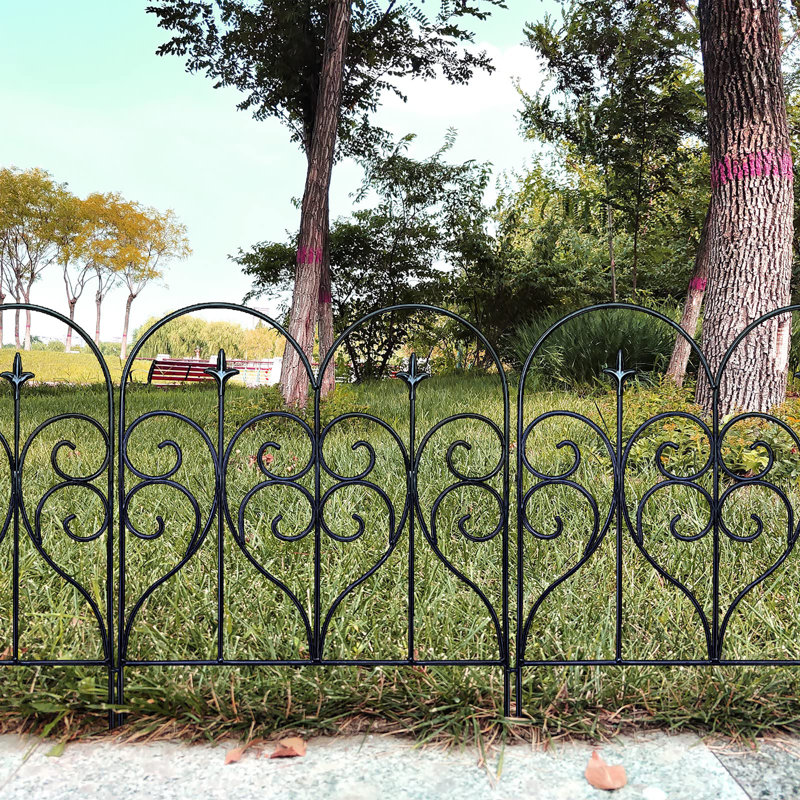 Clôture de jardin décorative 32 po (H) x 20 pi (L) Barrière d'extérieur en métal antirouille pour chien