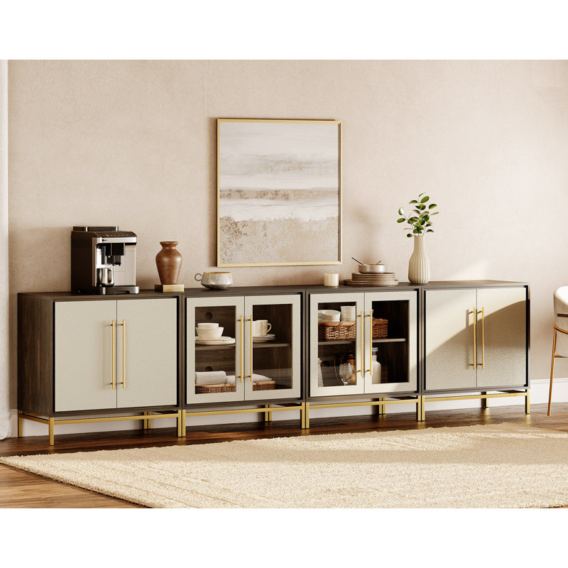 WAMPAT Leather Textured Modern Sideboard Buffet Cabinet
